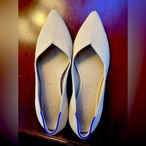 Rothy's Cream and Blue Pointed Flats